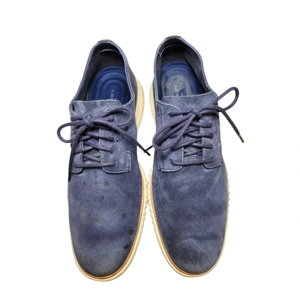 Cole Haan 2.ZEROGRAND Mens Marine Blue Suede Plain Toe Oxford Hybrid Shoes 10